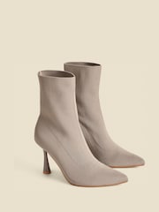 Sosandar Grey Flared Heel Sock Boots - Image 1 of 4