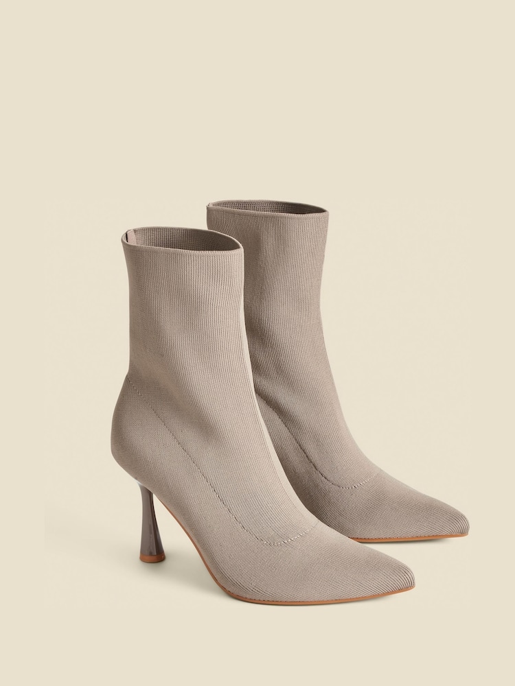Sosandar Grey Flared Heel Sock Boots - Image 1 of 4