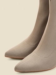 Sosandar Grey Flared Heel Sock Boots - Image 3 of 4