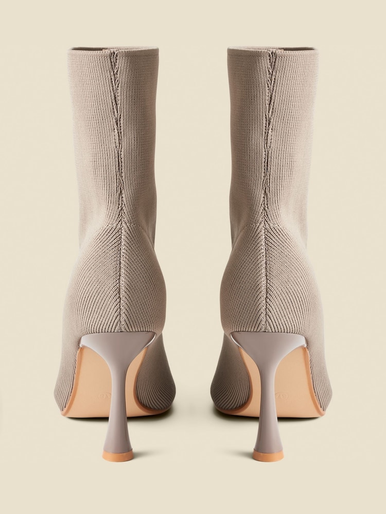 Sosandar Grey Flared Heel Sock Boots - Image 4 of 4