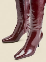 Sosandar Leather Square Toe Mid Heel Knee Alto Boots - Imagen 2 de 4