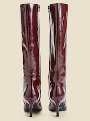 Sosandar Leather Square Toe Mid Heel Knee Alto Boots - Imagen 3 de 4