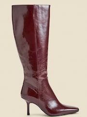 Sosandar Leather Square Toe Mid Heel Knee Alto Boots - Imagen 4 de 4