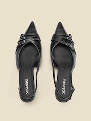 Sosandar Usnjene zaponke Detail Kitten čevlji z visoko peto Slingbacks - Slika 3 iz 4