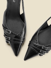 Sosandar Usnjene zaponke Detail Kitten čevlji z visoko peto Slingbacks - Slika 4 iz 4
