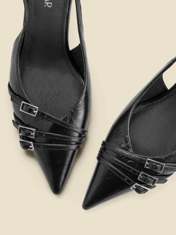 Sosandar Usnjene zaponke Detail Kitten čevlji z visoko peto Slingbacks - Slika 4 iz 4