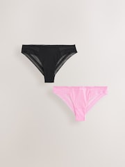 Black/Pink Mesh and Lace Trim Knickers - Image 1 of 5