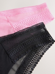 Black/Pink Mesh and Lace Trim Knickers - Image 5 of 5