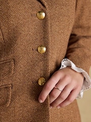 Joules Canterly Brown Herringbone Tweed Hacking Jacket - Image 7 of 16