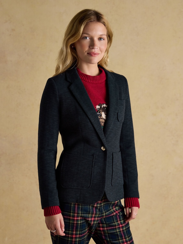 Joules Albury Navy Cotton Rich Blazer - Image 1 of 11 Joules Albury Navy Cotton Rich Blazer - Image 1 of 11