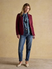 Joules Albury Burgundy Red Cotton Rich Blazer - Image 3 of 9