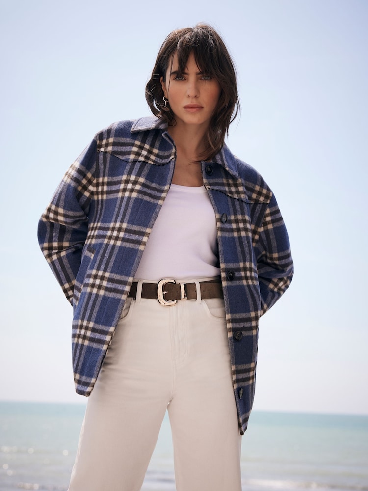 Mint Velvet Blue Checked Shacket - Image 2 of 4