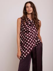 Mint Velvet Natural Graphic Print Cowl Neck Top - Image 2 of 4