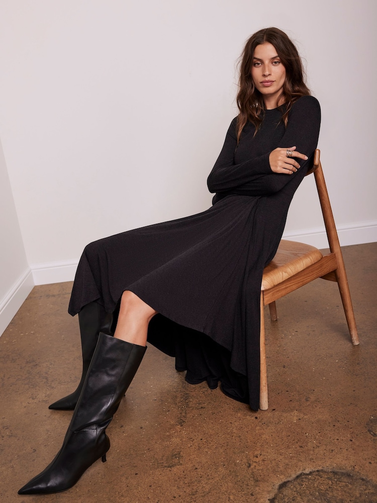 Mint Velvet Grey Twist Detail Jersey Midi Dress - Image 1 of 4