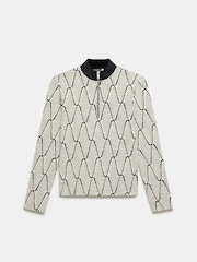 Mint Velvet Black Jacquard Zip Top - Image 3 of 4