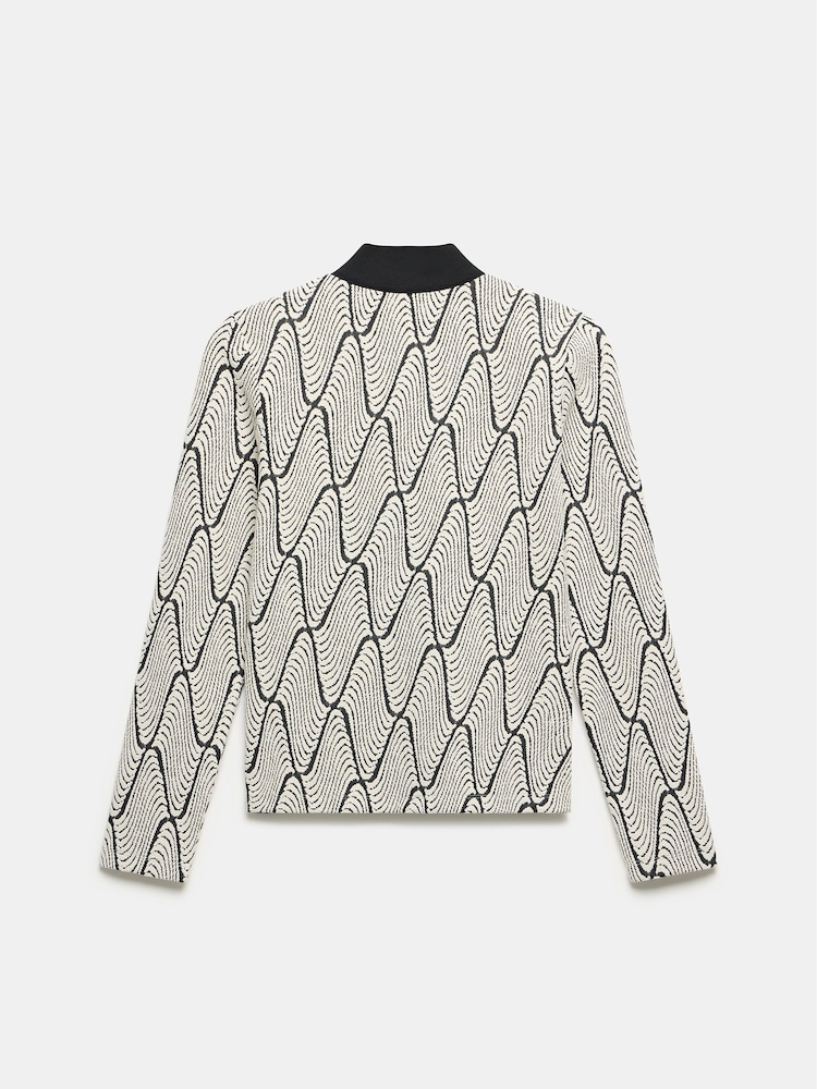 Mint Velvet Black Jacquard Zip Top - Image 4 of 4