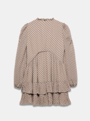Mint Velvet Cream Ruffle Hem Jacquard Mini Dress - Image 4 of 4