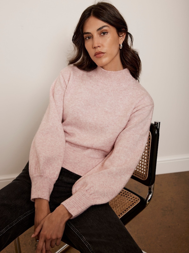Mint Velvet Pink High Neck Jumper - Image 1 of 4 Mint Velvet Pink High Neck Jumper - Image 1 of 4