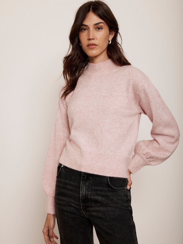 Mint Velvet Pink High Neck Jumper - Image 2 of 4 Mint Velvet Pink High Neck Jumper - Image 2 of 4