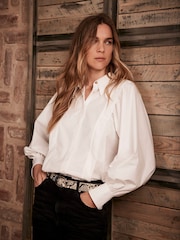 Mint Velvet White 100% Cotton Puff Sleeve Shirt - Image 1 of 6