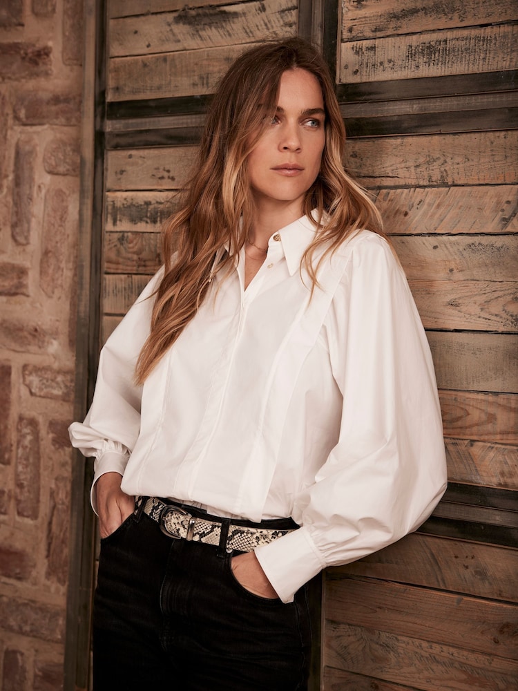 Mint Velvet White 100% Cotton Puff Sleeve Shirt - Image 1 of 6 Mint Velvet White 100% Cotton Puff Sleeve Shirt - Image 1 of 6