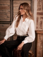 Mint Velvet White 100% Cotton Puff Sleeve Shirt - Image 2 of 6