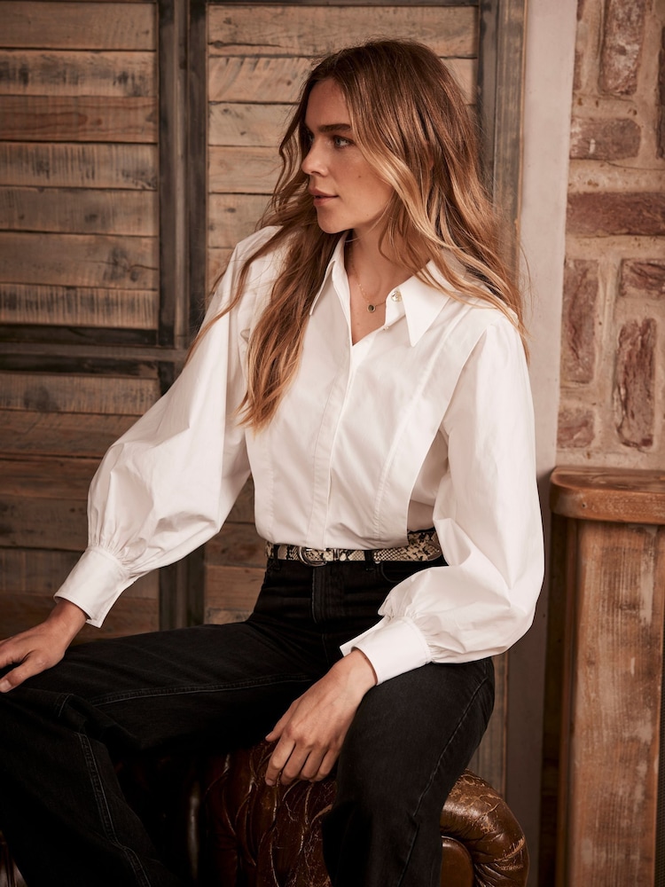 Mint Velvet White 100% Cotton Puff Sleeve Shirt - Image 2 of 6 Mint Velvet White 100% Cotton Puff Sleeve Shirt - Image 2 of 6