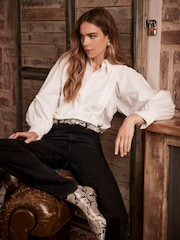 Mint Velvet White 100% Cotton Puff Sleeve Shirt - Image 3 of 6