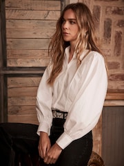 Mint Velvet White 100% Cotton Puff Sleeve Shirt - Image 4 of 6