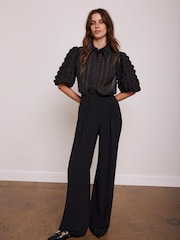 Mint Velvet Black Applique Organza Shirt - Image 2 of 4
