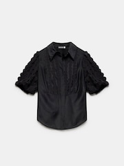 Mint Velvet Black Applique Organza Shirt - Image 3 of 4