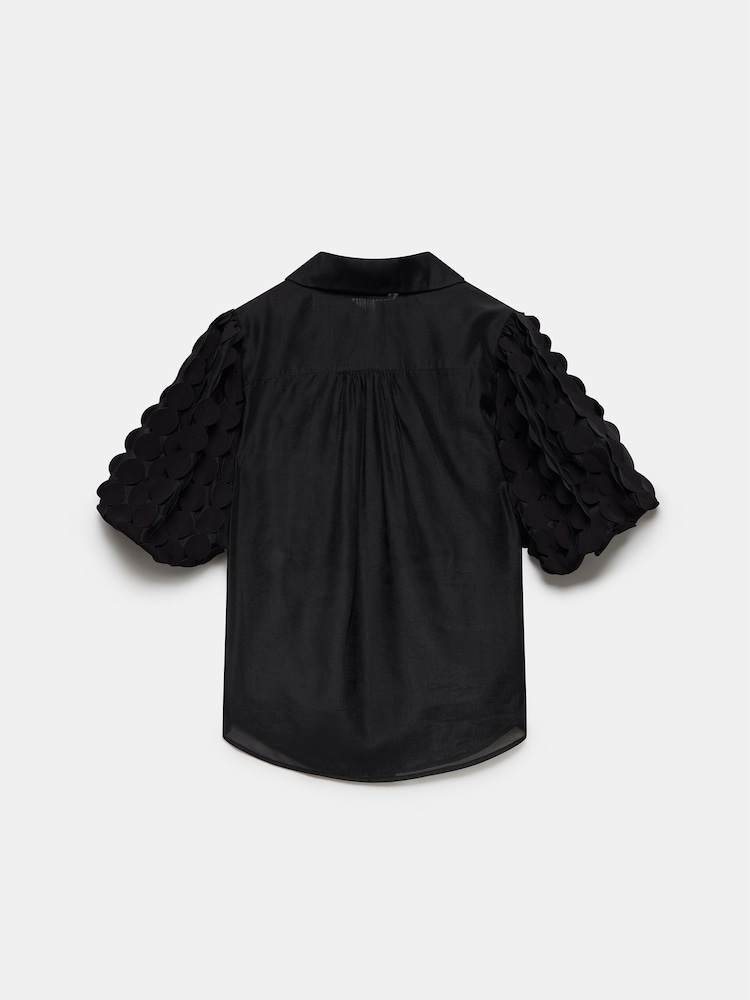 Mint Velvet Black Applique Organza Shirt - Image 4 of 4