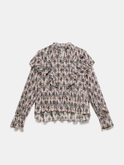 Mint Velvet Cream Geo Print Ruffle Blouse - Image 3 of 4