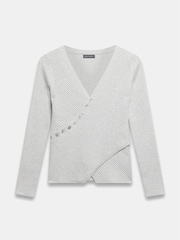 Mint Velvet Grey Cotton Blend Asymmetric Jumper - Image 3 of 4