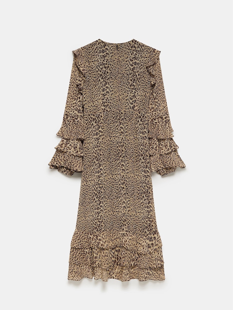 Mint Velvet Brown Leopard Print Ruffle Midi Dress - Image 4 of 4 Mint Velvet Brown Leopard Print Ruffle Midi Dress - Image 4 of 4