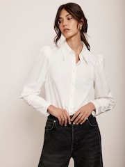Mint Velvet White 100% Cotton Cuff Detail Shirt - Image 1 of 6