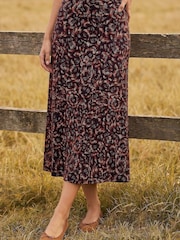 Roman Blue Speckle Print Panel A-Line Skirt - Image 1 of 4