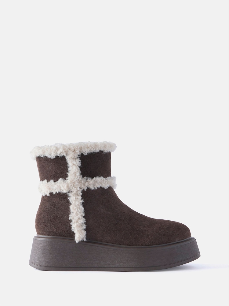 Mint Velvet Brown Suede Chunky Boots - Image 3 of 3 Mint Velvet Brown Suede Chunky Boots - Image 3 of 3