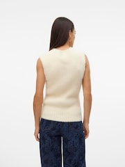 VERO MODA Cream Fluffy Eyelash Knitted Sleeveless Jumper - Image 2 of 4