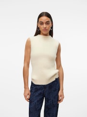 VERO MODA Cream Fluffy Eyelash Knitted Sleeveless Jumper - Image 3 of 4