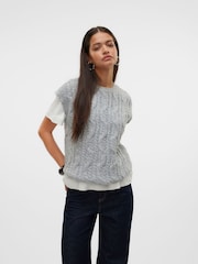 VERO MODA Grey Pullover Crew Neck Knitted Vest - Image 1 of 6
