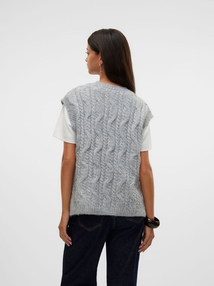VERO MODA Grey Pullover Crew Neck Knitted Vest - Image 2 of 6