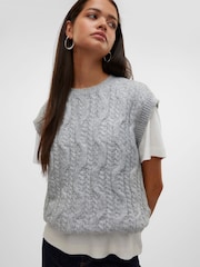 VERO MODA Grey Pullover Crew Neck Knitted Vest - Image 4 of 6