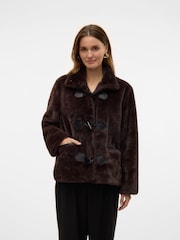 VERO MODA Faux Fur High Neck Toggle Jacket - Image 1 of 6