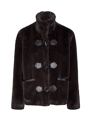 VERO MODA Faux Fur High Neck Toggle Jacket - Image 6 of 6