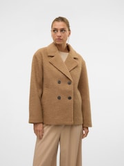 VERO MODA Brown Short Textured Boucle Tailored Coat - Image 2 of 4