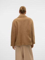 VERO MODA Brown Short Textured Boucle Tailored Coat - Image 3 of 4