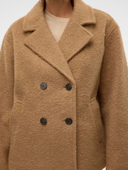 VERO MODA Brown Short Textured Boucle Tailored Coat - Image 4 of 4