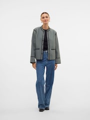 VERO MODA Green Patchwork Printed Quilted Jacket - Image 3 of 6
