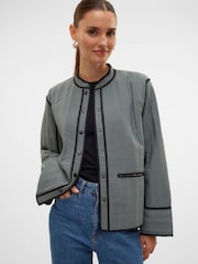 VERO MODA Green Patchwork Printed Quilted Jacket - Image 4 of 6